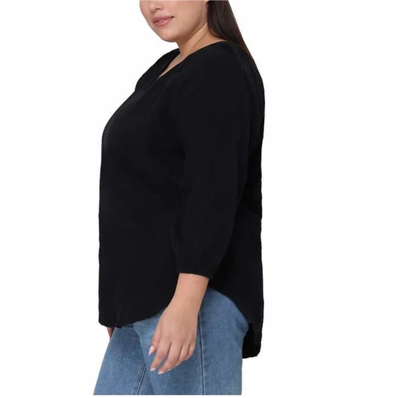 Nicole Miller Ladies Gauze Top - BLACK - Picture 5 of 6